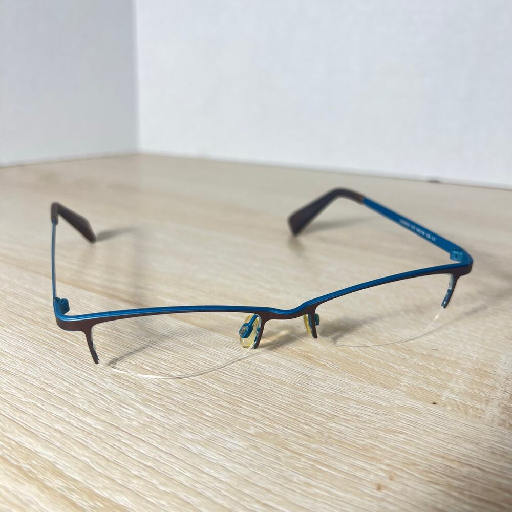 Lafont-Issy & LA Canada 573 Eyeglasses FRAMES ONLY Brown Blue Half Rim 50-18-135